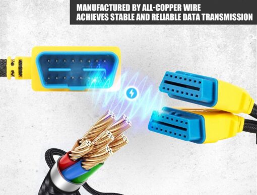 AUTOOL 35CM Car OBD2 Cable Connector Car OBD2 Adapter 1 to 2 Splitter Wire 16pin OBDII Male to Female Extension Cord Connection - Image 5