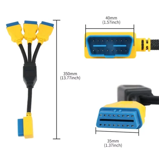 AUTOOL 35CM OBD2 Splitter Cable OBD2 Extend Cables 1 to 3 Converter Adapter 16pin OBDII Male to Female Extension Cord Connection - Image 4