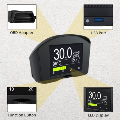 Autool Car OBD Head-Up Display X50 Plus Multi-Function Smart Digital Meter & Alarm Fault Code Water Temp. - Image 6