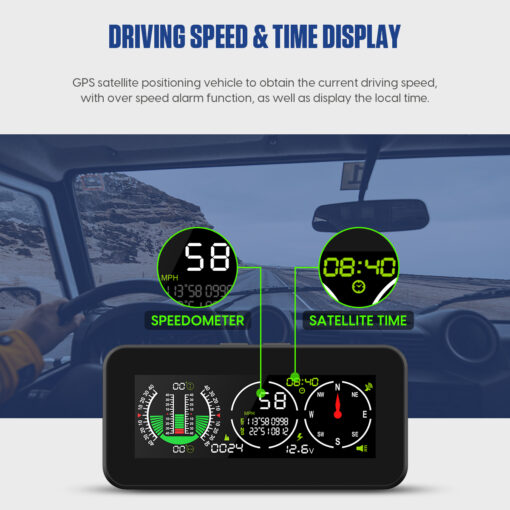 MRCARTOOL M60 GPS Inclinometer HUD with Compass for Off-Road SUV Vehicles Car Smart Slope Meter Gauge - Image 4