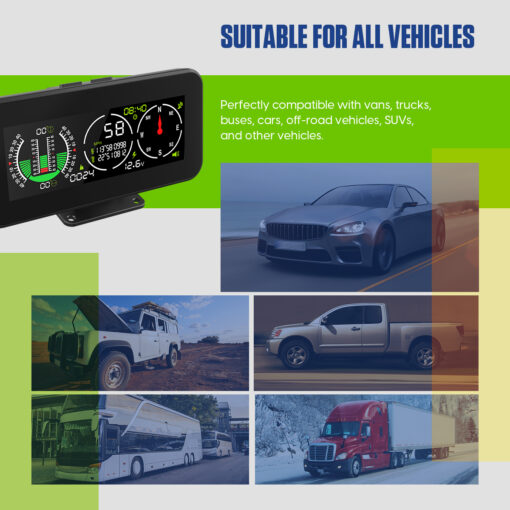 MRCARTOOL M60 GPS Inclinometer HUD with Compass for Off-Road SUV Vehicles Car Smart Slope Meter Gauge - Image 3