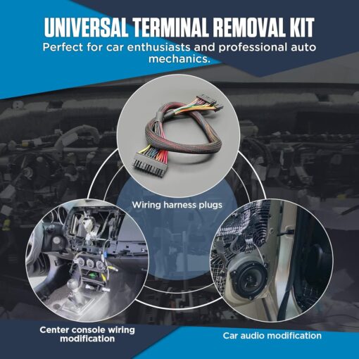 Terminal Removal Tool Kit 23PCS Terminal Ejector Kit Non-damage Wiring Harness Depinning Tool, Universal Electrical Connector Pin Removal Tool Kit with High-strength Stainless Steel Tip &Rubber Handle - Image 13