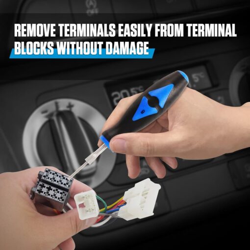 Terminal Removal Tool Kit 23PCS Terminal Ejector Kit Non-damage Wiring Harness Depinning Tool, Universal Electrical Connector Pin Removal Tool Kit with High-strength Stainless Steel Tip &Rubber Handle - Image 17