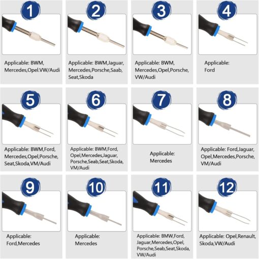 Terminal Removal Tool Kit 23PCS Terminal Ejector Kit Non-damage Wiring Harness Depinning Tool, Universal Electrical Connector Pin Removal Tool Kit with High-strength Stainless Steel Tip &Rubber Handle - Image 14