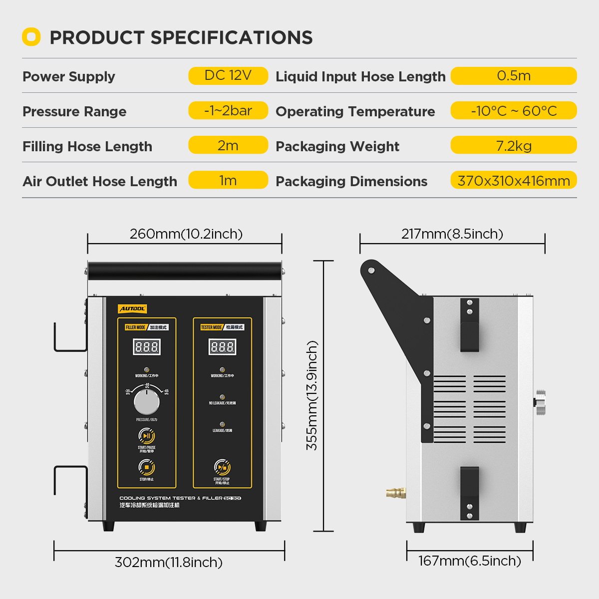 SC301 AUTOOL Automotive Coolant Leak Tester and Filling Machine - Image 11