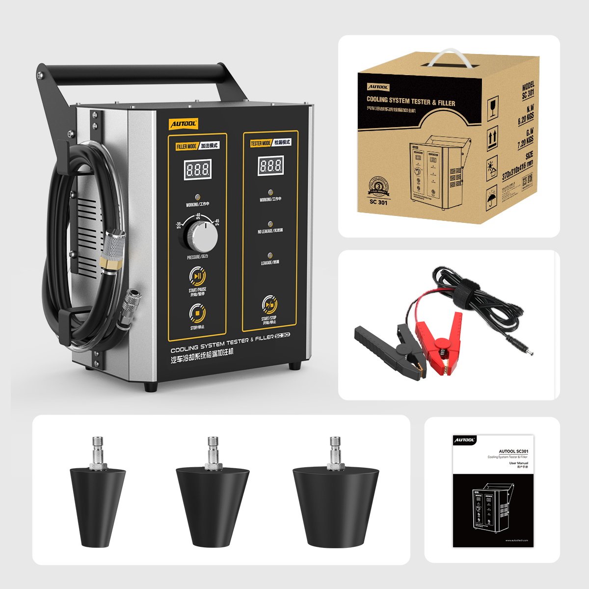 SC301 AUTOOL Automotive Coolant Leak Tester and Filling Machine - Image 12