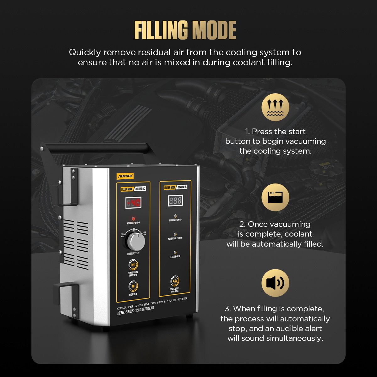 SC301 AUTOOL Automotive Coolant Leak Tester and Filling Machine - Image 3