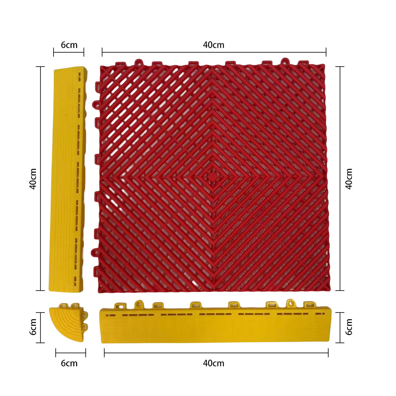 PCC Car Wash Floor Mat Tile, 40x40cm (1.72 sq. ft), Thickness 18mm - Image 2