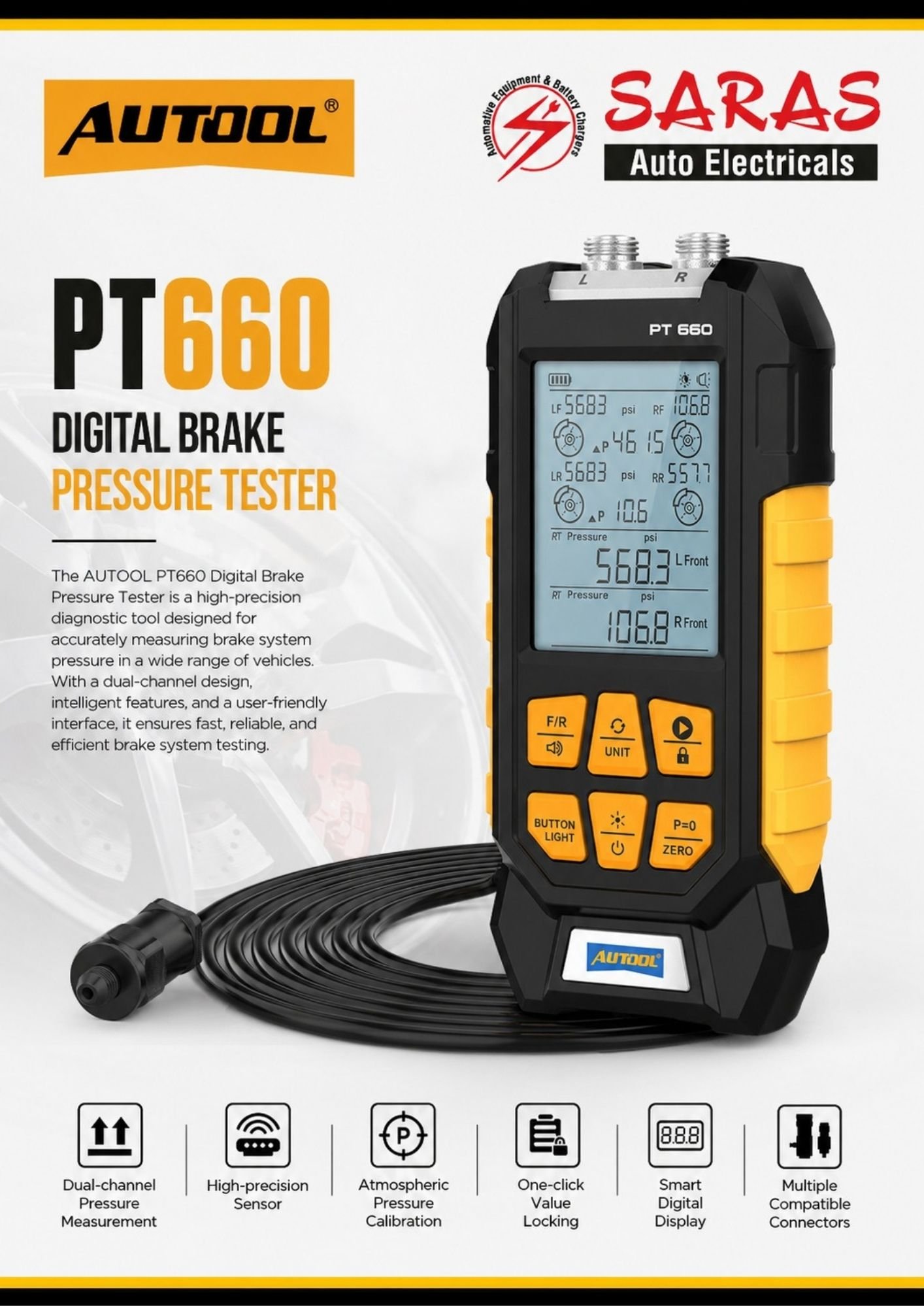 AUTOOL PT660 Brake Pressure Gauge