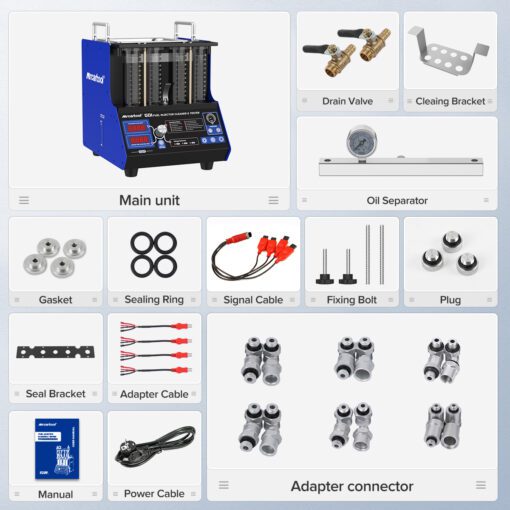 MRCARTOOL V209 GDI Fuel Injector Cleaner Machine Fuel Injector Test Tool - Image 12