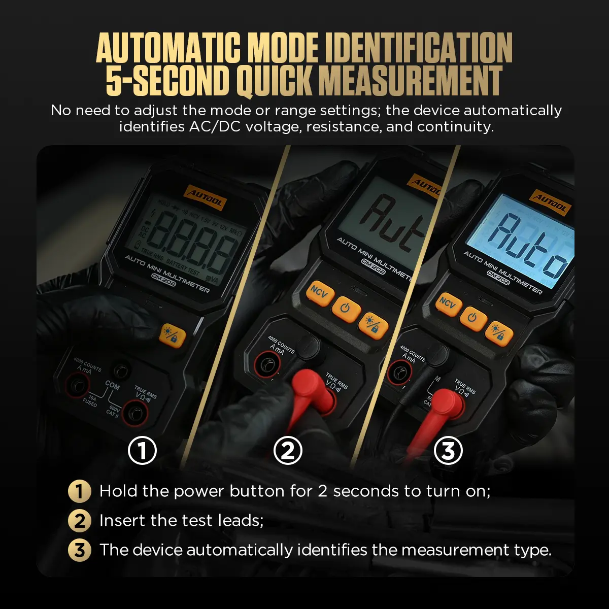 AUTOOL DM202 Mini Digital Multimeter NCV Tester Ture-RMS 4000 Counts - Image 2