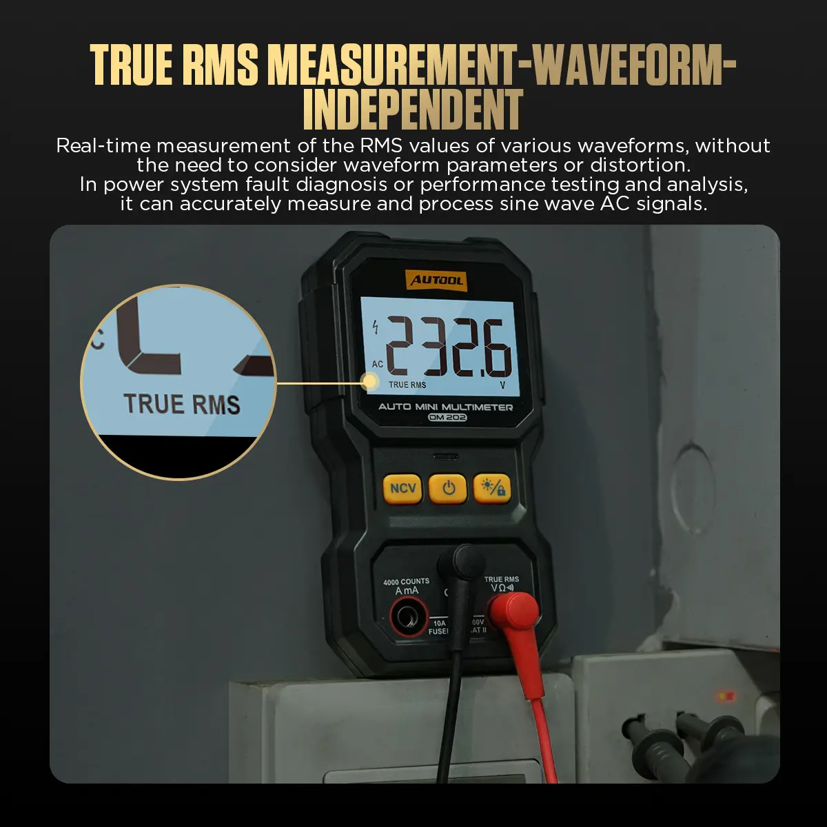 AUTOOL DM202 Mini Digital Multimeter NCV Tester Ture-RMS 4000 Counts - Image 4