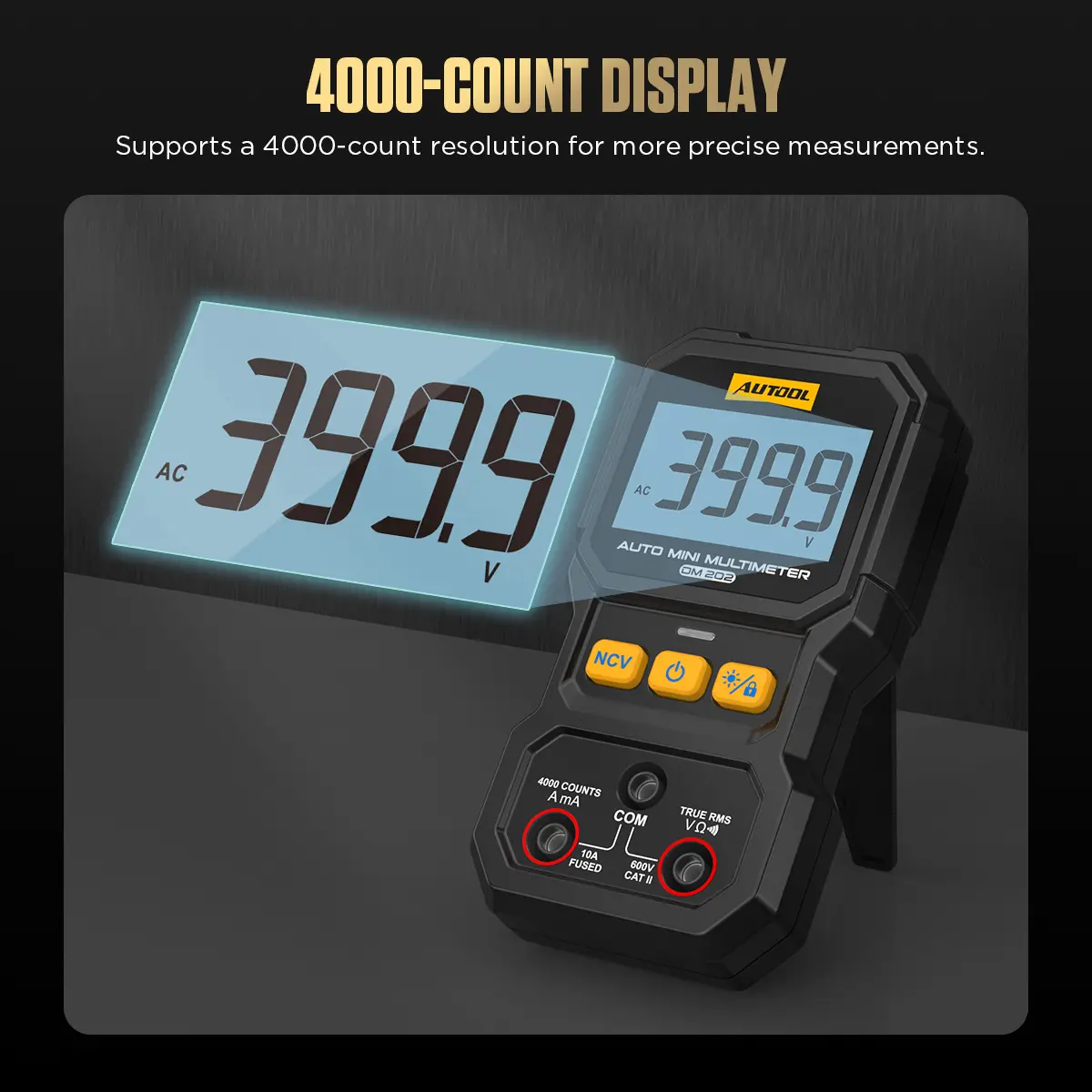 AUTOOL DM202 Mini Digital Multimeter NCV Tester Ture-RMS 4000 Counts - Image 5