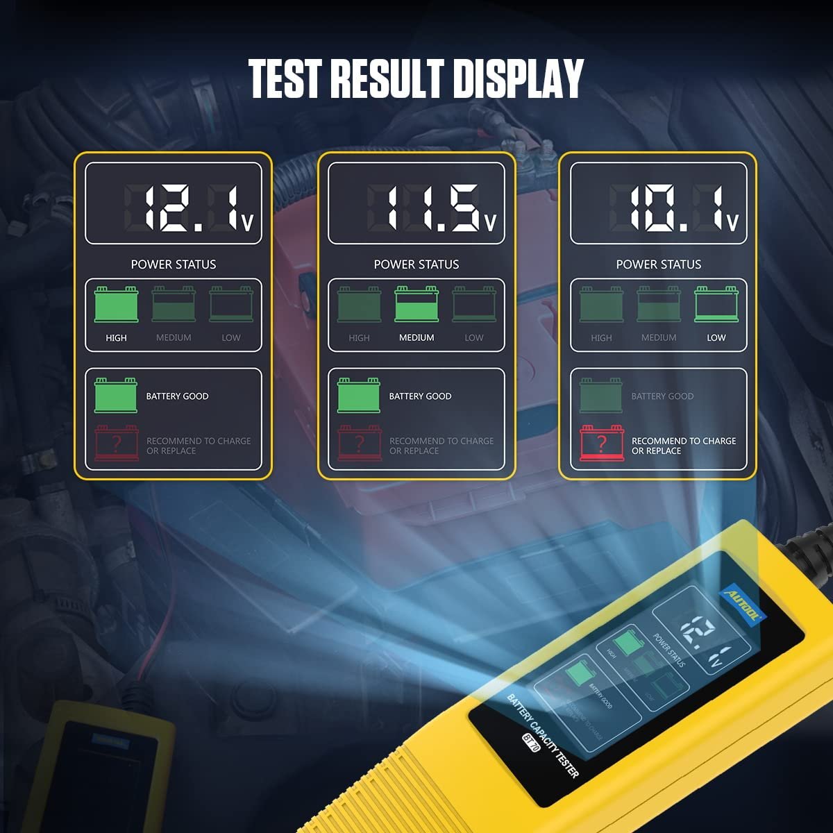 Autool BT70 mini automotive voltage battery monitor car battery capacity tester 12V 24V - Image 2
