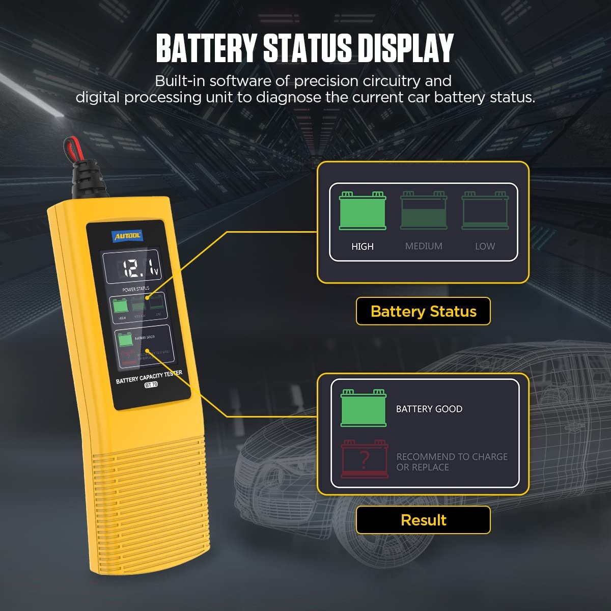 Autool BT70 mini automotive voltage battery monitor car battery capacity tester 12V 24V - Image 6