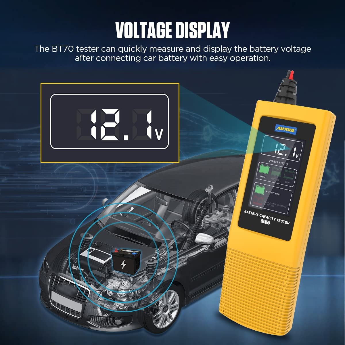 Autool BT70 mini automotive voltage battery monitor car battery capacity tester 12V 24V - Image 7